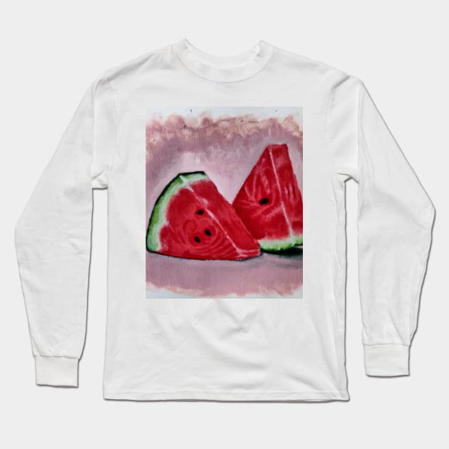 Watermelon Hand Drawn Sketch Long Sleeve T-Shirt by Megadorim